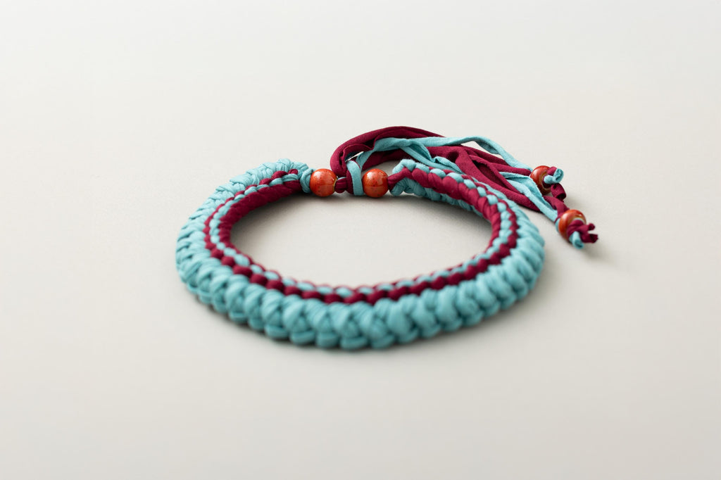 Collana verde acqua e bordeaux