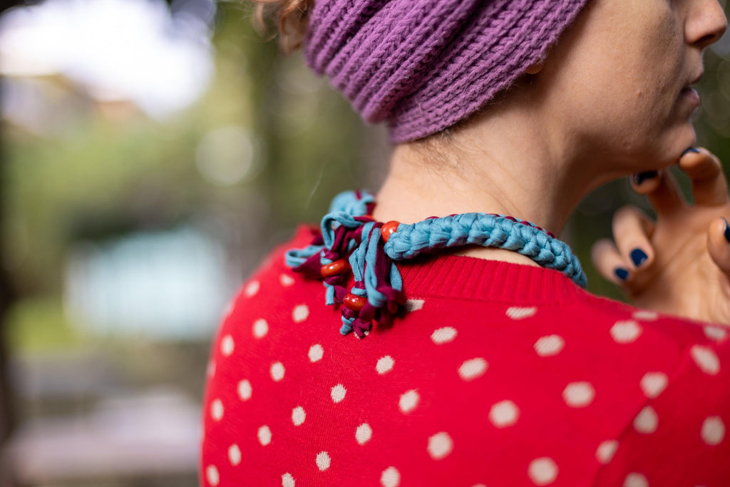 Collana verde acqua e bordeaux