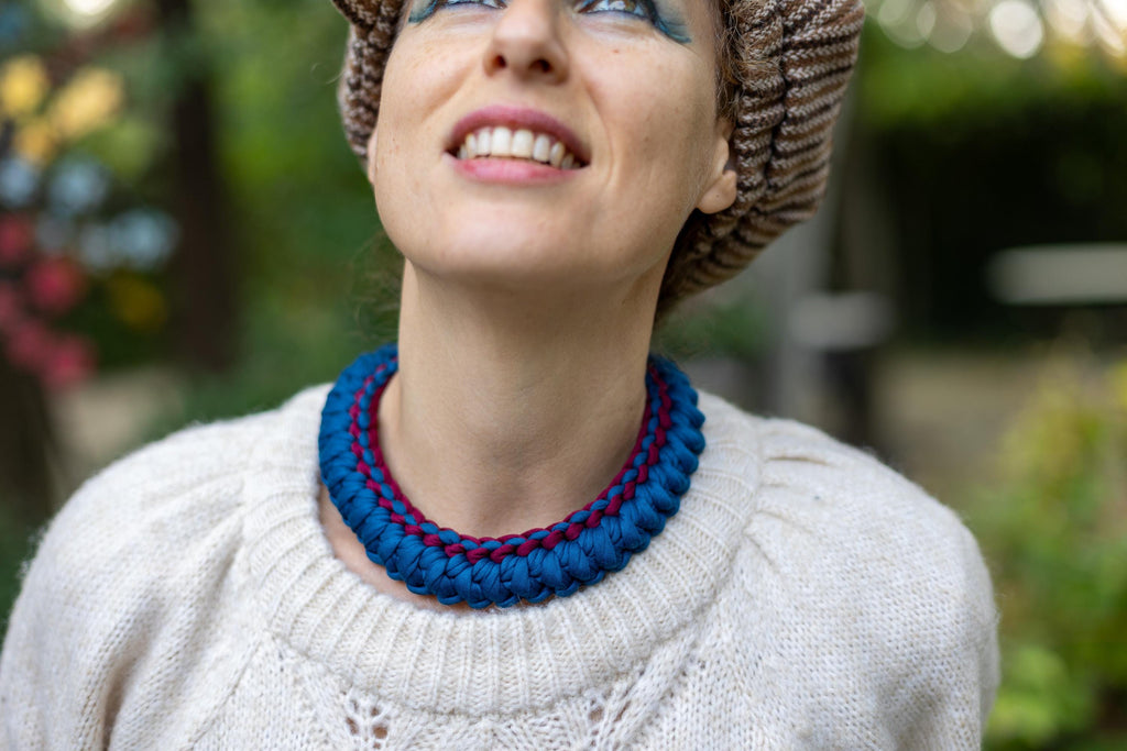 Collana ottanio e bordeaux