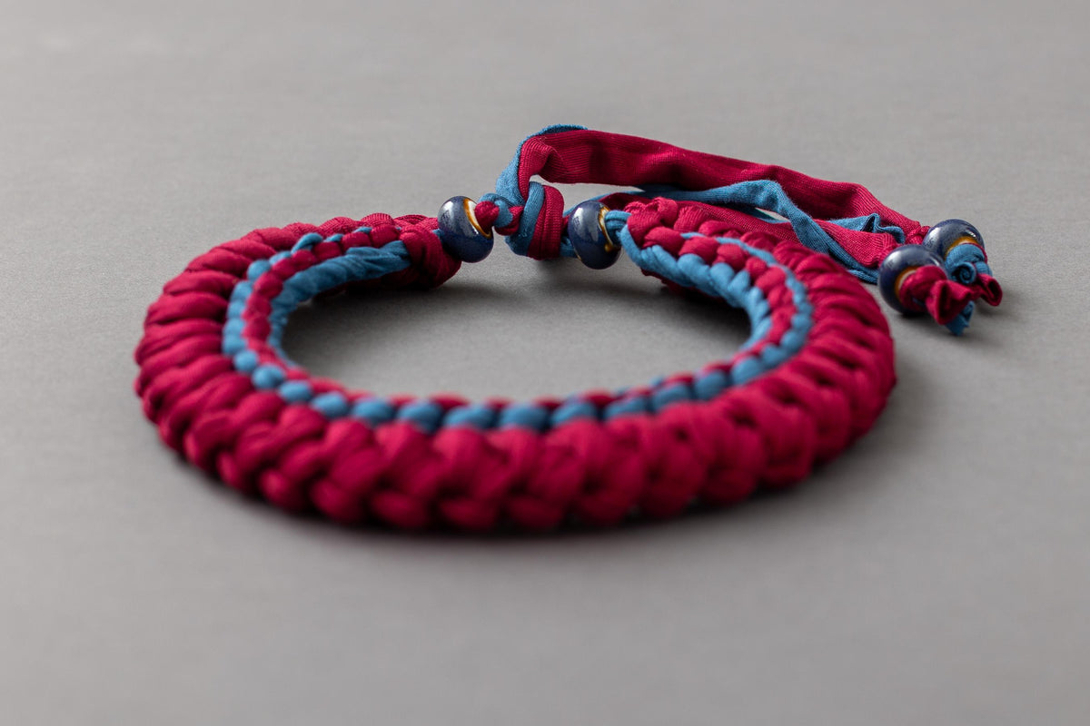 Collana bordeaux e ottanio