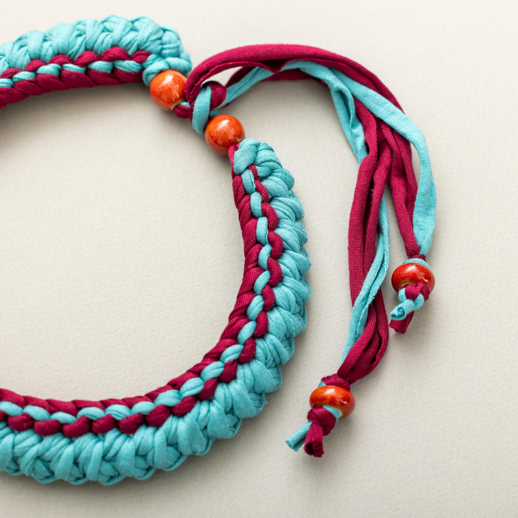 Collana verde acqua e bordeaux