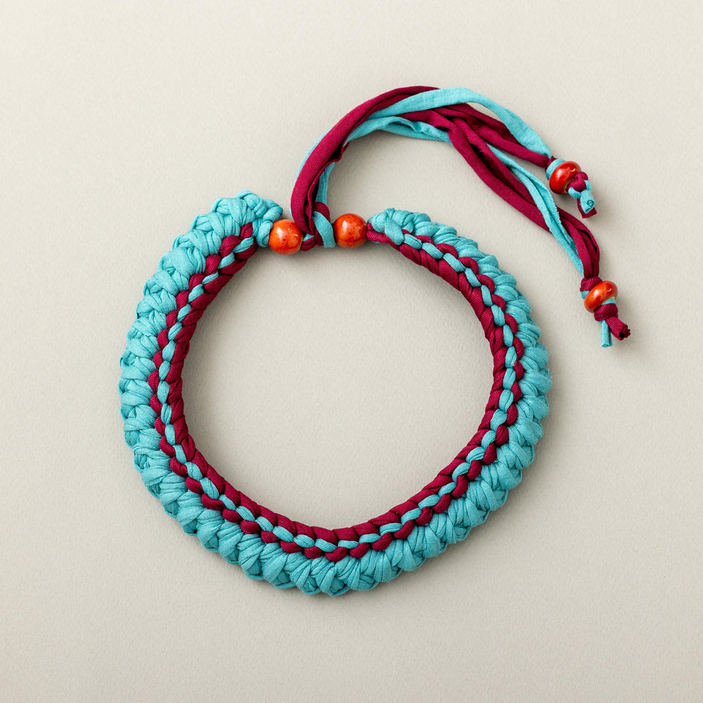 Collana verde acqua e bordeaux